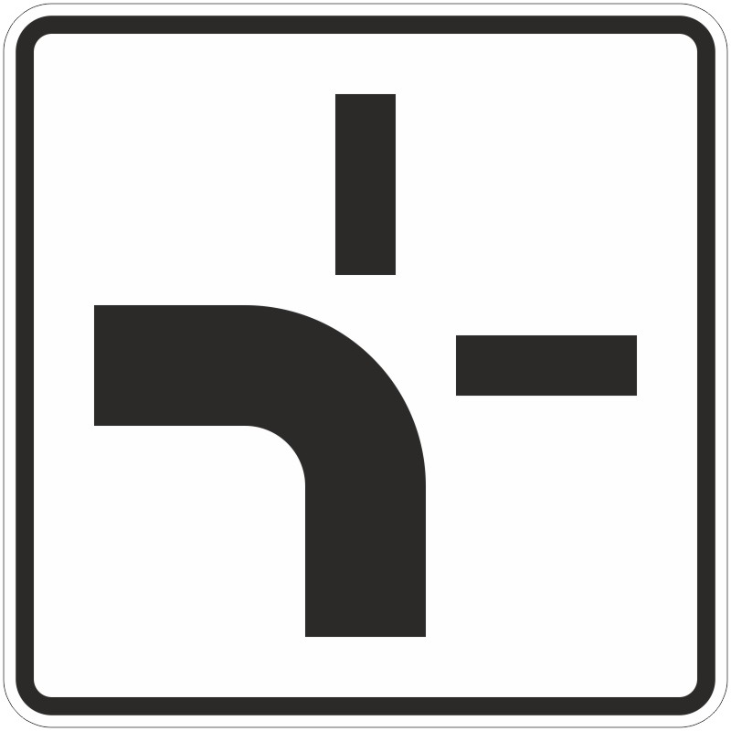 Verkehrszeichen 1002-10 Verlauf der Vorfahrtstraße an Kreuzungen von unten nach links | gemäß StVO