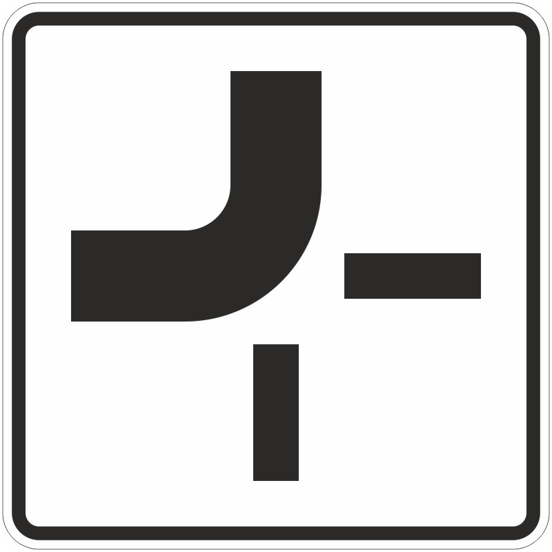 Verkehrszeichen 1002-11 Verlauf der Vorfahrtstraße an Kreuzungen von oben nach links | gemäß StVO