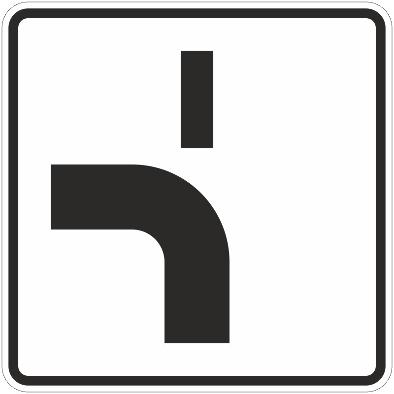 Verkehrszeichen 1002-12 Verlauf der Vorfahrtstraße an Einmündungen von unten nach links, Einmündug von oben | gemäß StVO