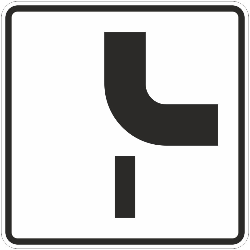 Verkehrszeichen 1002-24 Verlauf der Vorfahrtstraße an Einmündungen von oben nach rechts, Einmündungen von unten | gemäß StVO