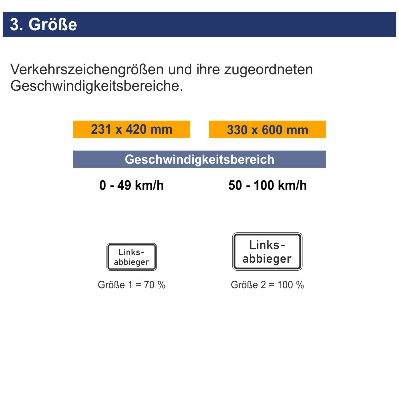 Verkehrszeichen 1007-54 Linksabbieger | Größen