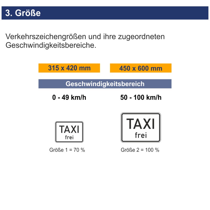 Verkehrszeichen 1026-30 Taxi frei | Größen