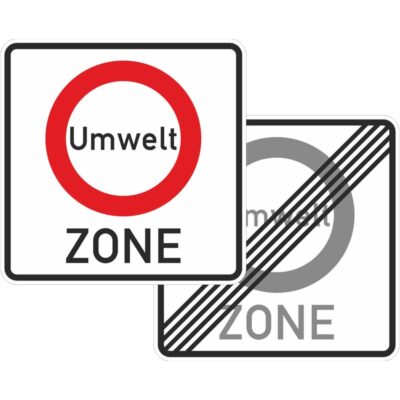 Verkehrszeichen 270.1-40 Beginn und Ende einer Verkehrsverbotszone zur Verminderung schädlicher Luftverunreinigungen in einer Zone, doppelseitig (Rückseite: Verkehrszeichen 270.2) | gemäß StVO
