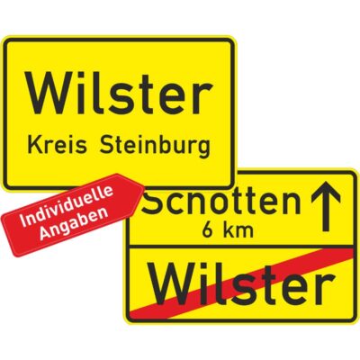 Verkehrszeichen 310-40 Ortstafel Vorder- und Rückseite | Individuelle Angaben