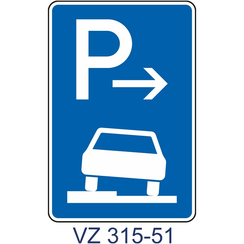 Verkehrszeichen 315-51 Parken auf Gehwegen halb in Fahrtrichtung links, Anfang | gemäß StVO
