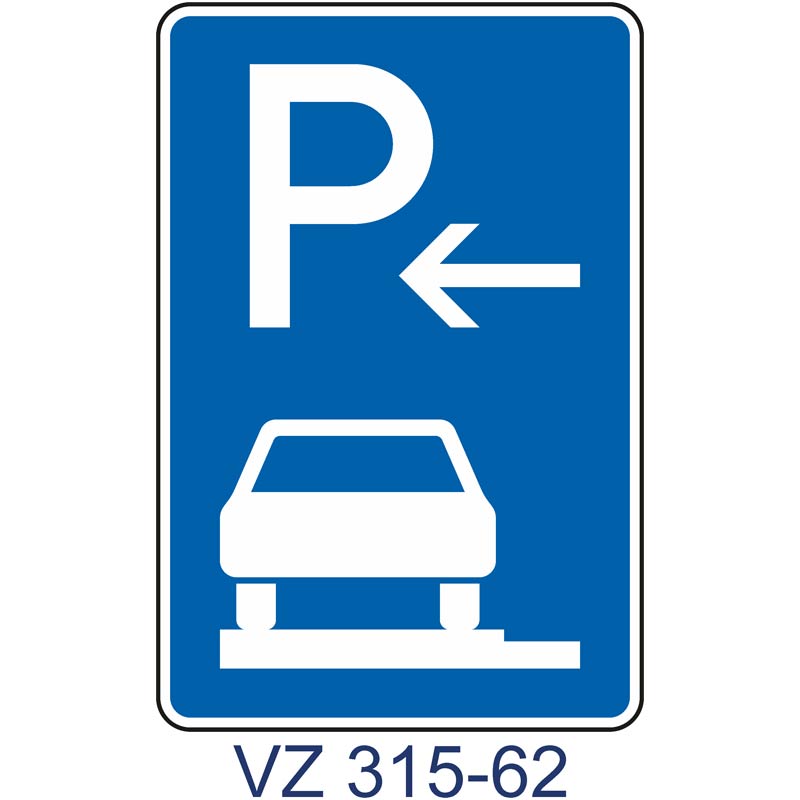 Verkehrszeichen 315-62 Parken auf Gehwegen ganz in Fahrtrichtung links | Ende