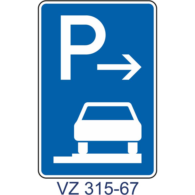 Verkehrszeichen 315-65 Parken auf Gehwegen ganz in Fahrtrichtung rechts | Ende