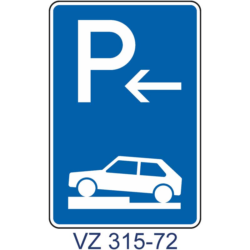 Verkehrszeichen 315-72 Parken auf Gehwegen halb quer zur Fahrtrichtung links | Ende