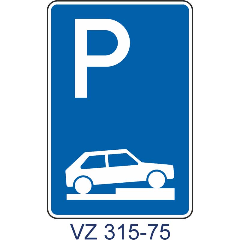 Verkehrszeichen 315-75 Parken auf Gehwegen halb quer zur Fahrtrichtung rechts | ohne Richtung