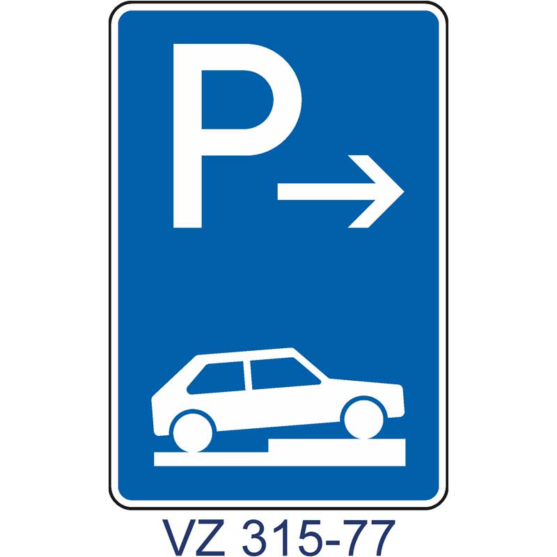 Verkehrszeichen 315-77 Parken auf Gehwegen halb quer zur Fahrtrichtung rechts | Ende
