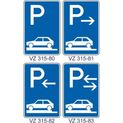 Verkehrszeichen 315-80 – 315-83 Parken auf Gehwegen ganz quer zur Fahrtrichtung links | gemäß StVO