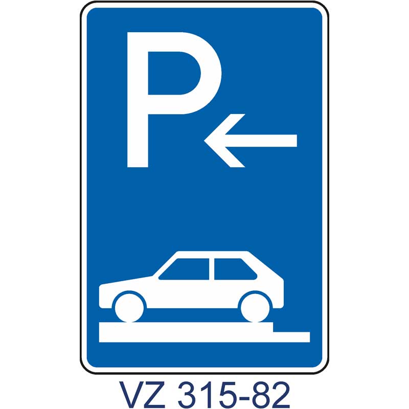 Verkehrszeichen 315-82 Parken auf Gehwegen ganz quer zur Fahrtrichtung links | Ende
