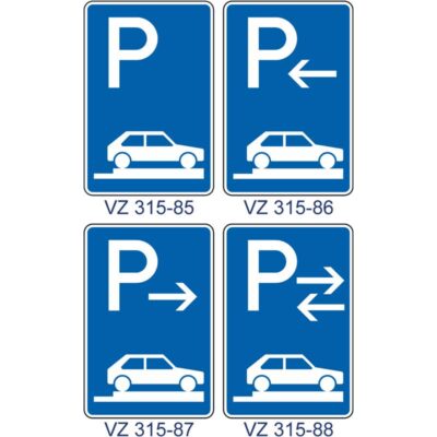 Verkehrszeichen 315-85 – 315-88 Parken auf Gehwegen ganz quer zur Fahrtrichtung rechts | gemäß StVO