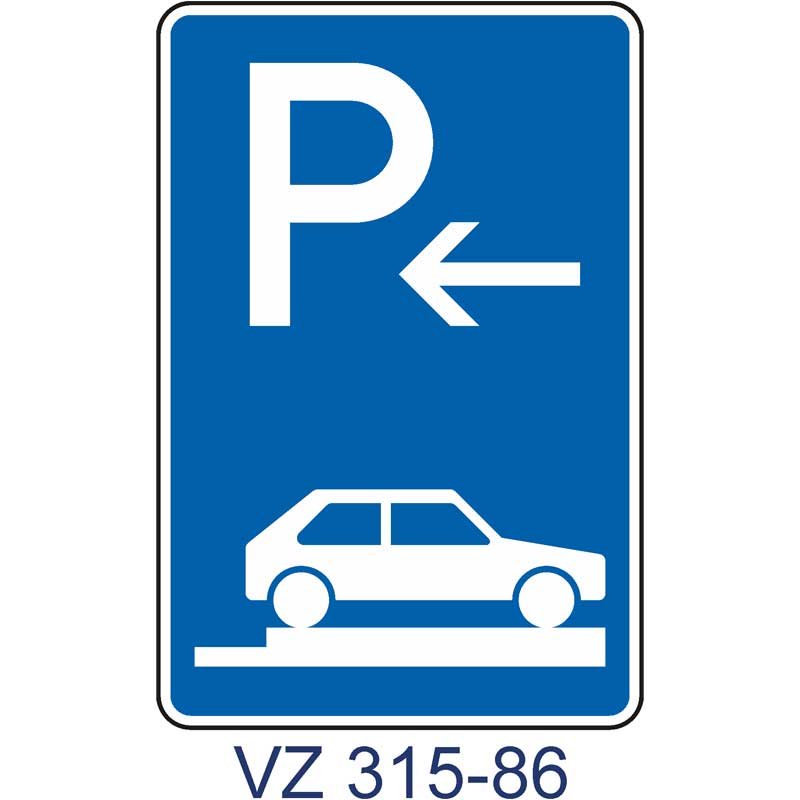 Verkehrszeichen 315-86 Parken auf Gehwegen ganz quer zur Fahrtrichtung rechts | Anfang