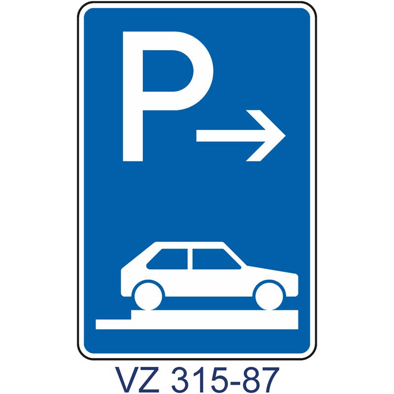 Verkehrszeichen 315-87 Parken auf Gehwegen ganz quer zur Fahrtrichtung rechts | Ende