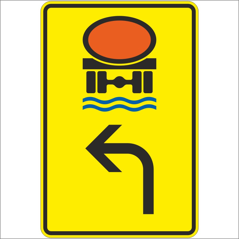 Verkehrszeichen 442-12 Vorwegweiser für Fahrzeuge mit wassergefährdender Ladung, linksweisend | gemäß StVO