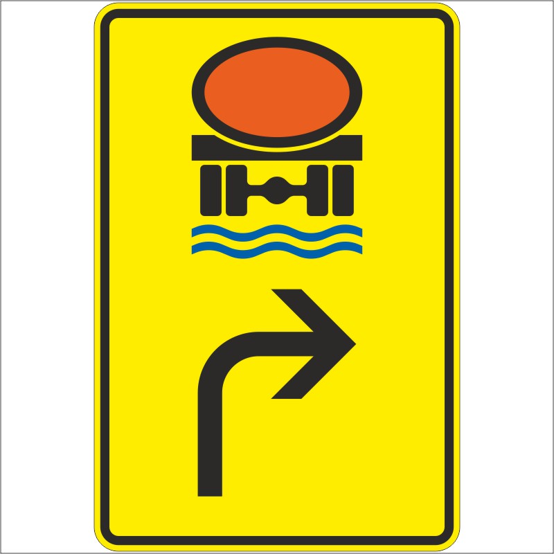 Verkehrszeichen 442-22 Vorwegweiser für Fahrzeuge mit wassergefährdender Ladung, rechtsweisend | gemäß StVO