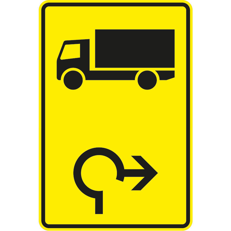 Verkehrszeichen 442-24 Wegweiser für KFZ mit einer zul. Gesamtmasse über 3,5 t im Kreisverkehr, rechtsweisend | gemäß StVO