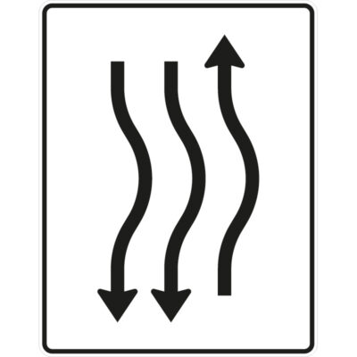 Verkehrszeichen 514-23 Verschwenkungstafel kurze Verschwenkung mit Gegenverkehr nach rechts 1-streifig in Fahrtrichtung und 2-streifig in Gegenrichtung | gemäß StVO