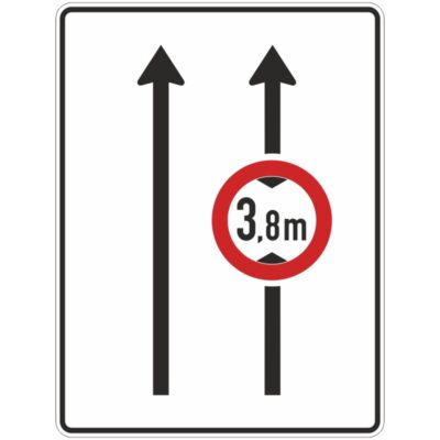 Verkehrszeichen 529-30 Fahrstreifentafel mit Gegenverkehr, mit integrierten Zeichen 265, 2-streifig in Fahrtrichtung | gemäß StVO