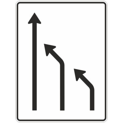 Verkehrszeichen 531-14 Einengungstafel ohne Gegenverkehr, Einzug rechts, von 3 auf 1 Fahrstreifen | gemäß StVO
