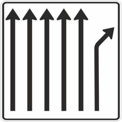 Verkehrszeichen 533-27 Trennungstafel ohne Gegenverkehr, 5-streifig durchgehend und 1-streifig rechts ab | gemäß StVO
