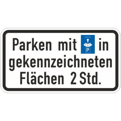 Verkehrszeichen 1040-33 Parken mit Parkscheibe in gekennzeichneten Flächen … Stunden | gemäß StVO