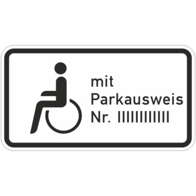 Verkehrszeichen 1044-11 Nur Schwerbehinderte mit Parkausweis Nr. ... | gemäß StVO