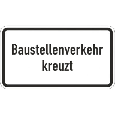 Hinweisschild Baustellenverkehr kreuzt, 2-zeilig