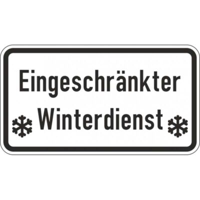 Hinweisschild Eingeschränkter Winterdienst mit Schneeflocken-Abbildung