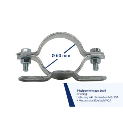T-Rohrschelle aus Stahl | Ø 60 mm, einseitig