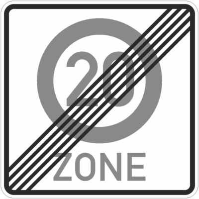 Verkehrszeichen 274.2-20 Ende einer Tempo 20-Zone in verkehrsberuhigten Geschäftsbereichen | gemäß StVO
