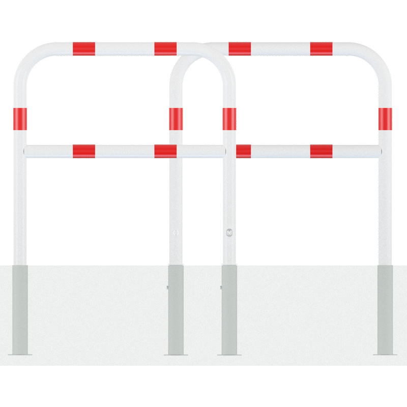 Wegesperren herausnehmbar und drehbar aus Rundrohr Ø 60 mm | mit Knieholm, weiß-rot, doppelt