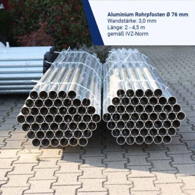 Rohrpfosten aus Aluminium Ø 76 mm