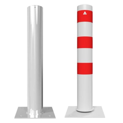Stahlpoller Ø 152 mm, neigbar, rot-weiß
