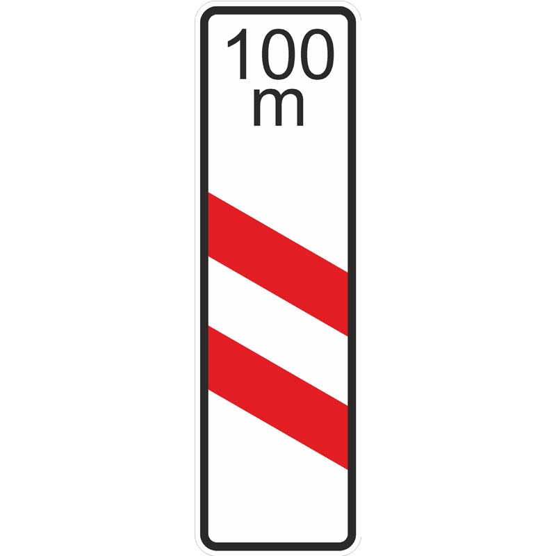 Verkehrszeichen 159-21 zweistreifige Bake mit Entfernungsangabe, Aufstellung links | gemäß StVO