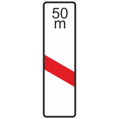 Verkehrszeichen 162-21 einstreifige Bake mit Entfernungsangabe, Aufstellung links | gemäß StVO