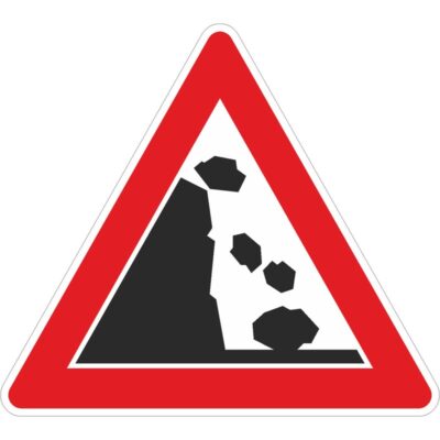 Verkehrszeichen 101-25 Steinschlag, Aufstellung links | gemäß StVO