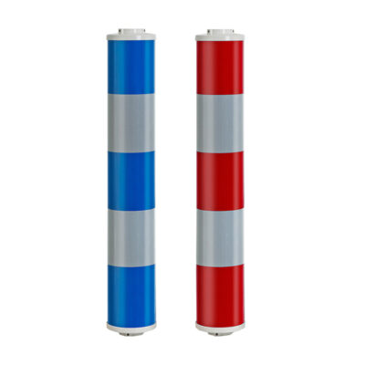 Leitzylinder für Fußgängerüberwege, blau-weiß oder rot-weiß | aus Kunststoff HDPE
