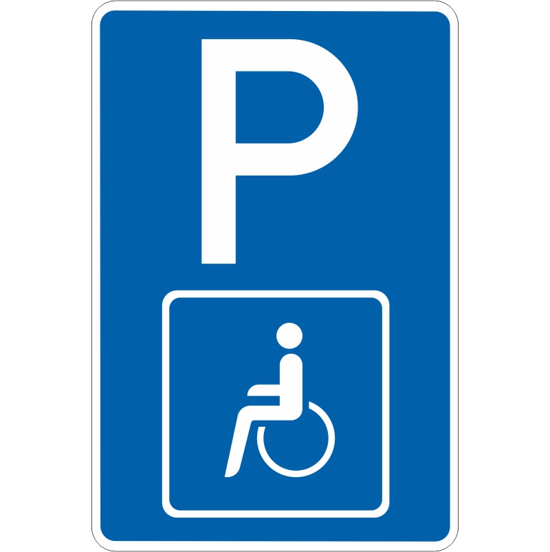 Parkplatzhinweisschild P1 Schwerbehinderte