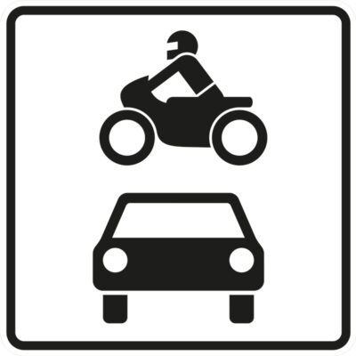 Verkehrszeichen 1010-72 Krafträder, auch mit Beiwagen, Kleinkrafträder und Mopeds, Kraftwagen und sonstige mehrspurige Fahrzeuge | gemäß StVO