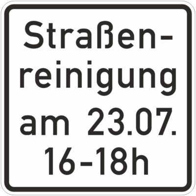 Verkehrszeichen 1042-50 Straßenreinigung (mit Zeit- und Datumsangabe) | gemäß StVO