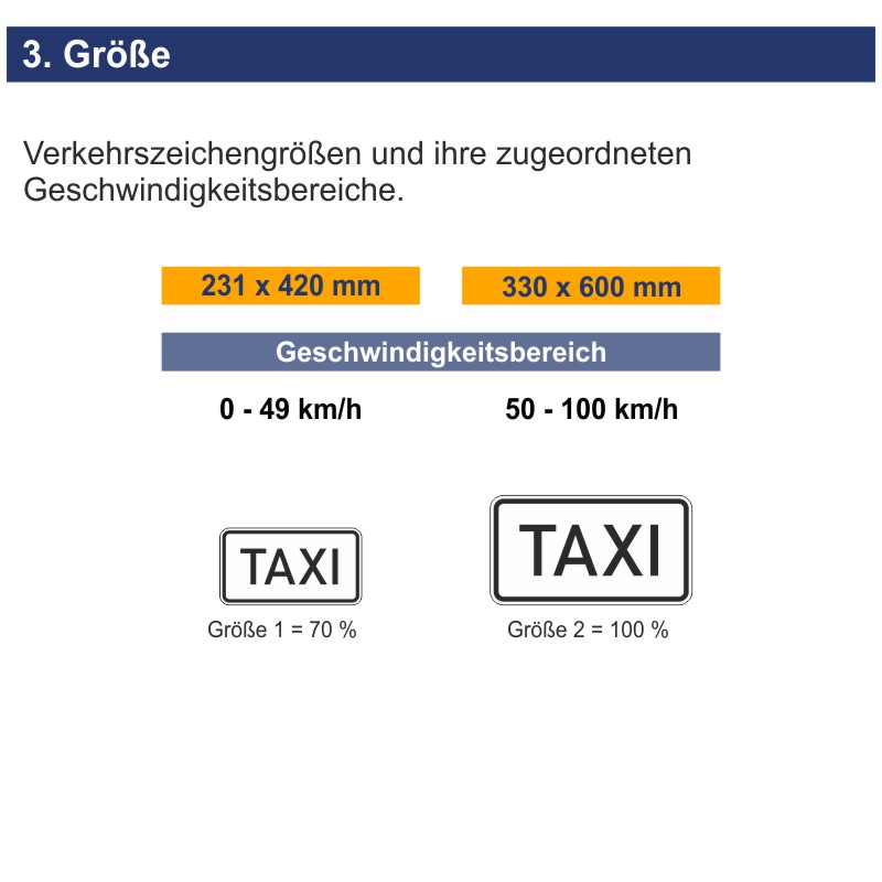 Verkehrszeichen 1050-30 Taxi | Größen