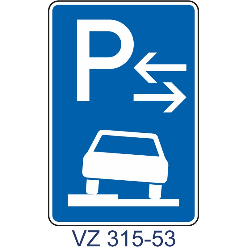 Verkehrszeichen 315-53 Parken auf Gehwegen halb in Fahrtrichtung links | Mitte