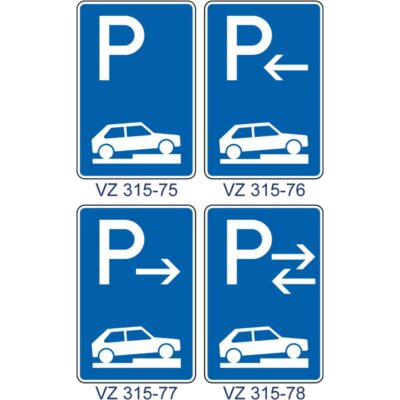 Verkehrszeichen 315-75-315-78 Parken auf Gehwegen halb quer zur Fahrtrichtung rechts | gemäß StVO