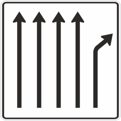 Verkehrszeichen 533-24 Trennungstafel ohne Gegenverkehr, 4-streifig durchgehend und 1-streifig rechts ab | gemäß StVO