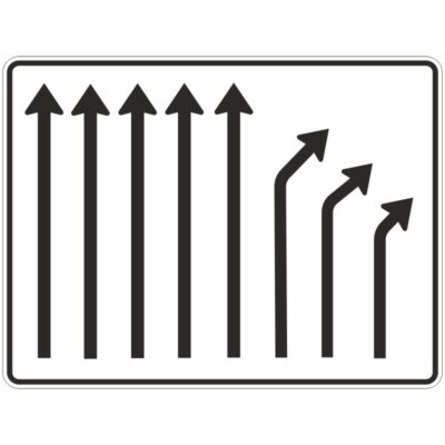 Verkehrszeichen 533-29 Trennungstafel ohne Gegenverkehr, 5-streifig durchgehend und 3-streifig rechts ab | gemäß StVO
