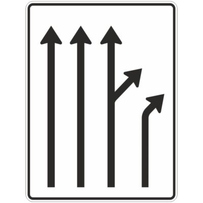 Verkehrszeichen 533-61 Trennungstafel ohne Gegenverkehr, 3-streifig durchgehend und 1-streifig sowie aus dem rechten durchgehenden Fahrstreifen rechts ab | gemäß StVO
