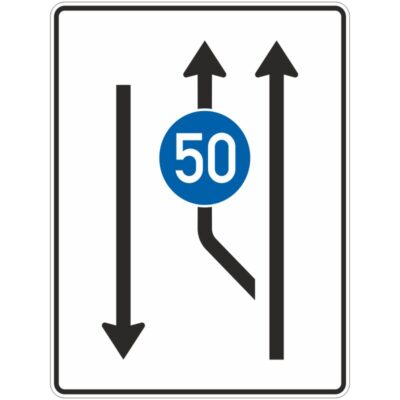 Verkehrszeichen 546-10 Aufweitungstafel mit Gegenverkehr, mit VZ 275 | gemäß StVO