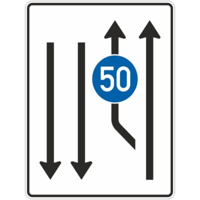Verkehrszeichen 546-11 Aufweitungstafel mit Gegenverkehr, mit VZ 275 | gemäß StVO